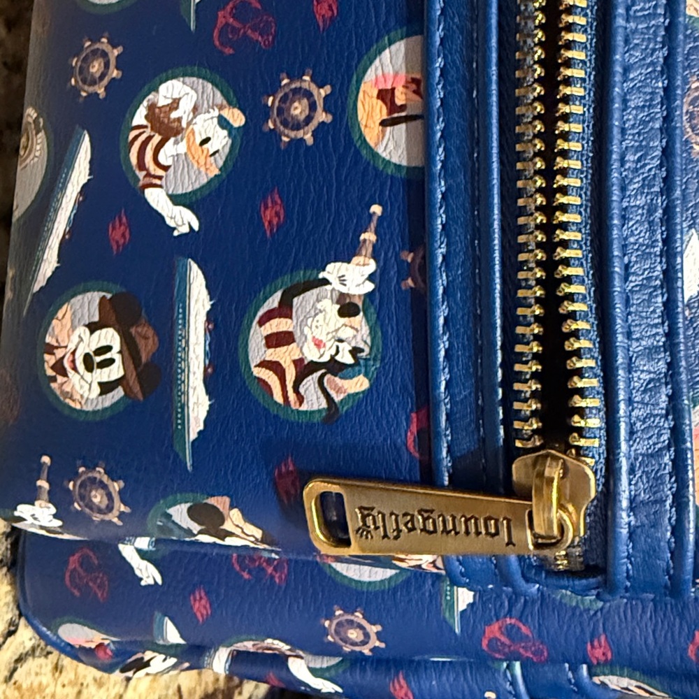 Loungefly Navy Mickey Ear Mini Backpack with Maroon Bow - Picture 9 of 9